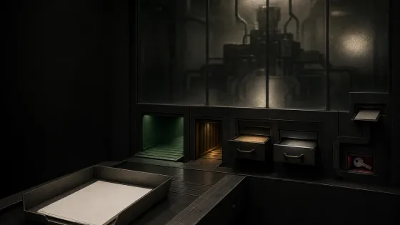 Conceptual editorial artwork of creator work entering an opaque private sorting chamber with open, narrowed, sealed, and key-revocation outcomes.